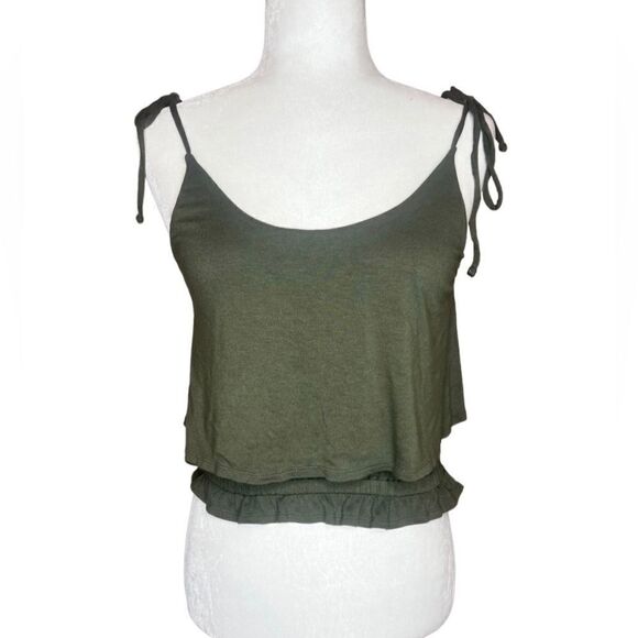 Express ruffled smocked flowy crop top size XS - Picture 1 of 6